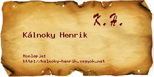 Kálnoky Henrik névjegykártya