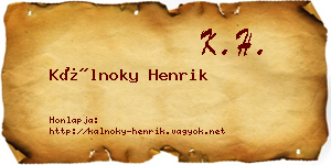Kálnoky Henrik névjegykártya